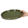 Koristeellinen vihreä tarjotin kultareunuksella, moderni, 30 cm | Floristik24.fi