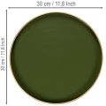 Koristeellinen vihreä tarjotin kultareunuksella, moderni, 30 cm | Floristik24.fi