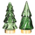 Lasinen joulukuusi LED-valoilla, pöytäkoriste, joulu, 13 cm, 2 kpl | Floristik24.fi