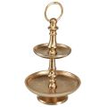Floristik24 Mini etagere metallikoristelu kultamatta 2-kerroksinen pöytäkoristelu H22cm