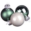Floristik24 Mini joulupallot lasinvihreä helmiäisenharmaa Ø3cm 22 kpl