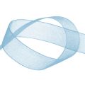 Floristik24 Organza nauha lahjanauha vaaleansininen nauha sininen helma 6mm 50m