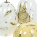Floristik24 Pääsiäiskoristeet ripustettavaksi pääsiäismuna-aiheista valkoinen, keltainen, ruskea lajitelma 6 kpl