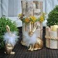 Floristik24 Pääsiäispupu ja höyhenboa Kevätkoristelu Pupu Kultainen pääsiäiskoristelu