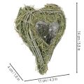 Koristeellinen luonnonruohosta valmistettu sydän foliolla, 14 cm, 2 kpl | Floristik24.fi