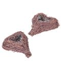 Floristik24 Sydämenmuotoinen kulho oksilla ja foliokoristeella kukka-asetelmiin, 14 cm, 2 kpl