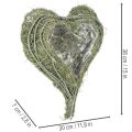 Sydämenmuotoinen kulho luonnonruohosta istutusfoliolla, 38 cm | Floristik24.fi