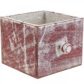 Floristik24 Kasvilaatikko puinen koristeellinen laatikko shabby chic punainen valkoinen 12cm