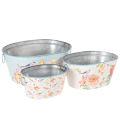 Floristik24 Istutuskulhot, kevät, kukka-/lintulaatikot, soikea metalliruukku, P 39/31/24,5 cm, 3 kpl sarja