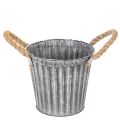 Floristik24 Metallinen ruukku, koristeellinen ruukku kahvoilla, istutusruukku, välipalaruukku Ø16,5 cm