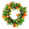 Floristik24 Keinotekoinen Physalis-seppele, oranssi ja vihreä, Ø28cm, syyskoriste