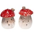 Floristik24 Sienitalo, valoisa talo, koristehahmo, kärpässieni savupiippulla, 10 cm, 2 kpl