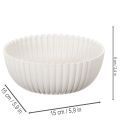 Pyöreä, uurrettu valkoinen kulho monipuoliseen koristeluun, 15 cm, 2 kpl | Floristik24.fi