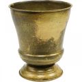 Floristik24 Vintage istutuskone metallikuppimaljakko messinkiä Ø17cm K19cm