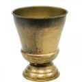 Floristik24 Vintage istutuskone metallikuppimaljakko messinkiä Ø14cm K17cm