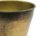 Vintage istutuskone metallikuppimaljakko messinkiä Ø14cm K17cm | Floristik24.fi