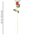 Tekoruusu pitkällä varrella, punainen tekokukka, 62 cm, 12 kpl | Floristik24.fi