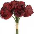 Floristik24 Keinotekoiset ruusut punaiset, silkkikukat, ruusukimppu L23cm 8kpl