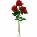 Floristik24 Punainen ruusu tekoruusuja silkkikukkia 3kpl
