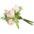 Floristik24 Keinotekoinen ruusukimppu, silkkikukkakimppu, ruusuja nippuna, tekoruusukimppu vaaleanpunainen L28cm