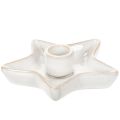 Floristik24 Keraaminen tähtikynttilänjalka, valkoinen, kartiokynttilöille, 12 cm, 2 kpl