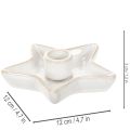 Keraaminen tähtikynttilänjalka, valkoinen, kartiokynttilöille, 12 cm, 2 kpl | Floristik24.fi