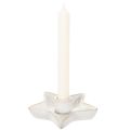 Keraaminen tähtikynttilänjalka, valkoinen, kartiokynttilöille, 12 cm, 2 kpl | Floristik24.fi
