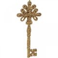 Floristik24 Deco Key, joulukoriste glitterillä, joulukuusenkoriste Golden H15,5cm 12kpl 12kpl
