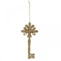Floristik24 Deco Key, joulukoriste glitterillä, joulukuusenkoriste Golden H15,5cm 12kpl 12kpl