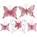 Floristik24 Deco-perhoset klipsillä, höyhenperhoset pinkki 4,5-8cm 10kpl