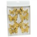 Floristik24 Kevätperhonen klipsillä kultainen kevätkoriste 6cm 10kpl setissä