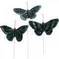 Floristik24 Höyhenperhosia mustavalkoisia, perhosia langalla, tekoperhosia 5,5×9cm 12kpl