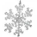 Floristik24 Koristeellinen lumihiutale, talvikoriste, jääkristalli ripustettavaksi, joulu H10cm W9,5cm muovia 12kpl.