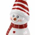 Floristik24 Joulu hahmo Lumiukko terävällä hatulla Keraaminen 15cm Punainen, Valkoinen 2kpl