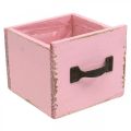 Floristik24 Koristeellinen laatikko vaaleanpunaisen puun istutukseen shabby chic 12,5×12,5×10 cm