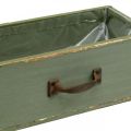 Floristik24 Istutuskone koristeellinen laatikko puinen nuhjuinen tyylikäs vihreä 25x13x9cm