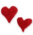 Floristik24 Sisal sydämet 5-6 cm punainen 24p