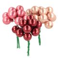 Floristik24 Joulupallot langassa, miniatyyrikokoiset kiiltävät peilimarjat, 20 mm, 140 palaa