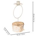 Kynttilänjalka koivupuisella jalustalla ja metallirenkaalla, 20 cm | Floristik24.fi