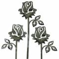 Floristik24 Metallinen nasta ruusu hopeanharmaa, valkoinen pesty metalli 20cm × 8cm 12kpl