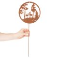 Puutarhakeppi, ruosteenvärinen, pyöreä, peuran siluetti, metsäkoriste, 53 cm, 2 kpl | Floristik24.fi