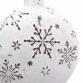 Floristik24 Koristeellinen ripustustähti ja joulukuusi pallo lumihiutaleilla metalli valkoinen Ø9.5 / 7.6cm H10 / 9.2cm 4kpl