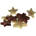 Floristik24 Tähtiä hajallaan koristeltu sekoitus ruskeaa ja kultaa joulukoristeita 4cm/5cm 40kpl