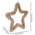 Koristeellinen tähdenmuotoinen tekoturkiskoriste ripustettavaksi, 30 cm, 3 kpl | Floristik24.fi
