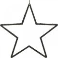 Floristik24 Joulukoristeita tähtiriipus musta glitter 17,5cm 9kpl