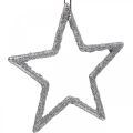 Floristik24 Joulukoristeita tähtiriipus hopea glitter 7,5cm 40p