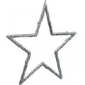 Floristik24 Tähti ripustettavaksi, joulukuusen koristelu, dekotähti hopea 11,5×12cm 12kpl