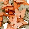 Floristik24 Scatter koristeet perhonen puiset perhoset kesäkoristeet oranssi, aprikoosi, ruskea 144 kpl