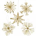 Floristik24 Straw Stars Glitter Gold Set Joulukoristeet Ø8cm 24kpl
