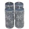 Floristik24 Pilarikynttilät siniset kynttilät lumihiutaleet 150/65mm 4kpl